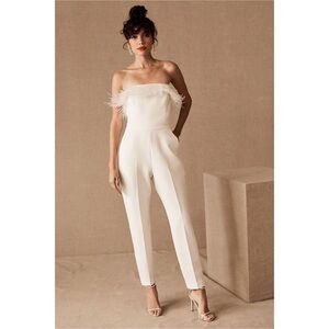 SAYLOR Off-White Feathered Jumpsuit